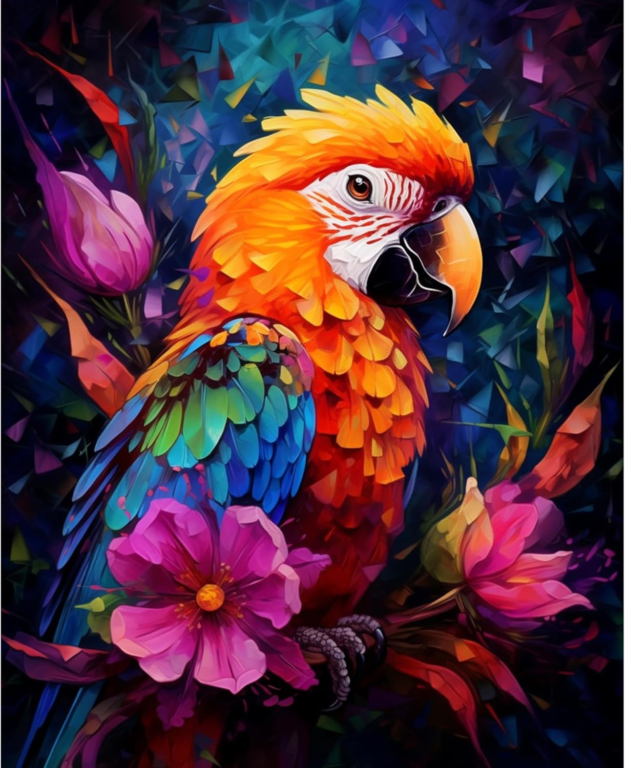 Paintings - Tucocoo Parrot Paint by Number for Adults Beginner, Animal DIY Digital Oil Painting Kits on Canvas with Brushes and Acrylic Pigment, Lotus Flowers Hand-Painted for Home Decor 16x20 inch (Frameless)