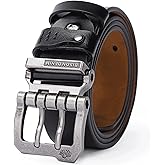 BISON DENIM Men's Belts Leather Dress Genuine Leather Classic Heavy Duty Buckle Belt Casual for Jeans