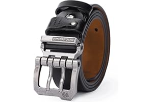 BISON DENIM Men's Belts Leather Dress Genuine Leather Classic Heavy Duty Buckle Belt Casual for Jeans