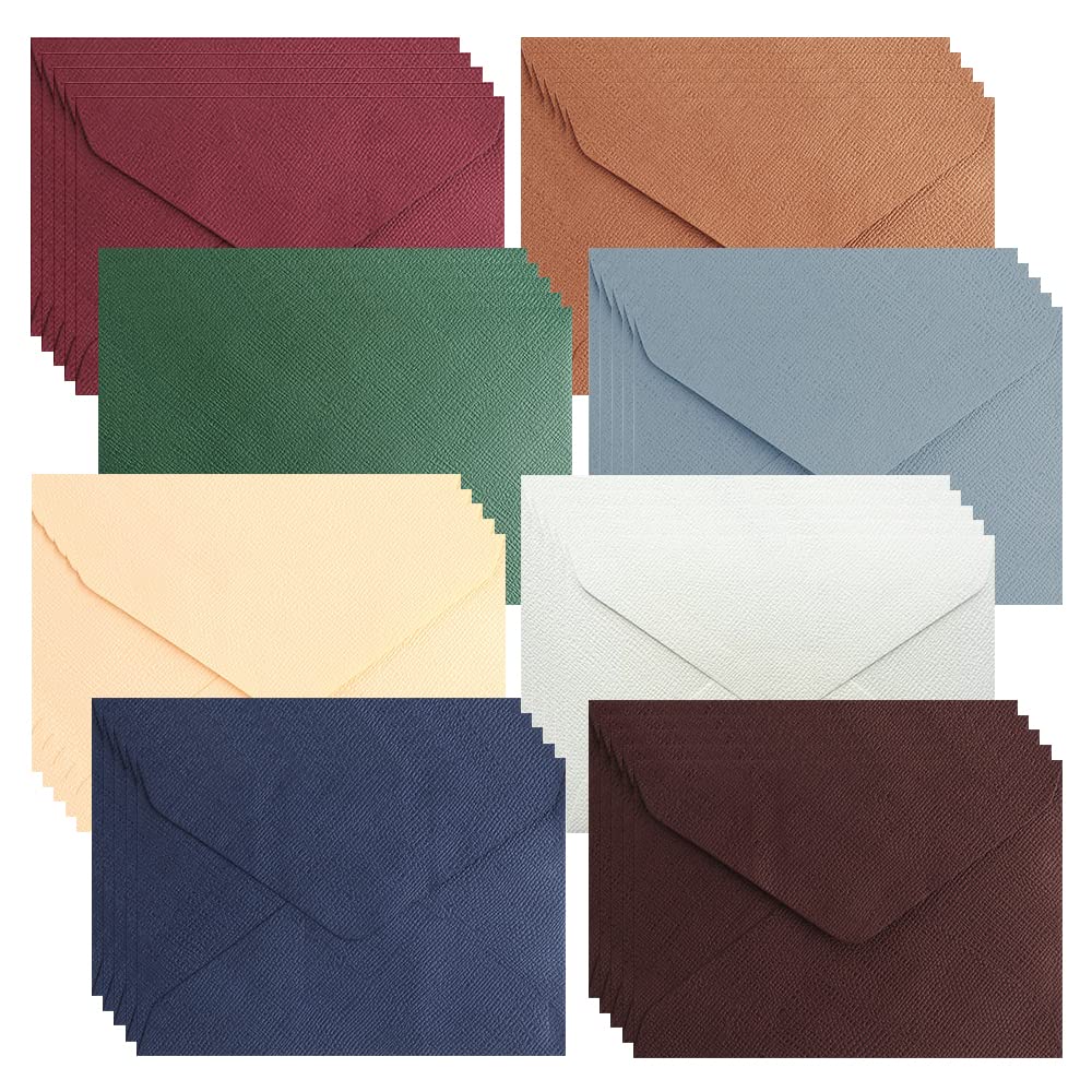 CLVPAI Pack of 40 C6 Ribbed Envelopes, Envelopes without Window, Textured Envelopes, for Wedding, Greeting Cards, Invitations (8 Colours), 162 x 114 mm