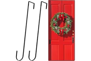 TUNMIOK 12" Wreath Hangers for Front Door,2 Pack Wreath Door Hanger,Non Scratch Over The Door Hooks Halloween Christmas Easter Decorations Welcome Sign for Front Door Décor, Slim Hangers