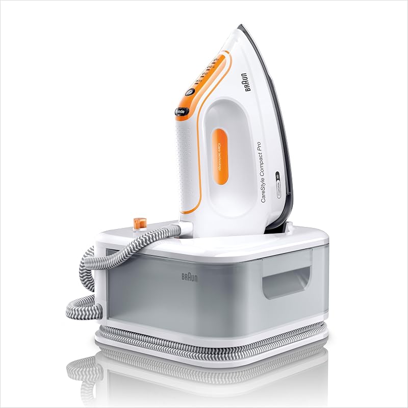 CareStyle Compact Pro Plancha Generadora de Vapor, FreeGlide 3D, Modo iCareMode, Eco y Turbo, Vaporización Vertival, Antigoteo, Depósito Agua 1,5L, 6 bar/400g/min, 2400W, Blanco/Naranja