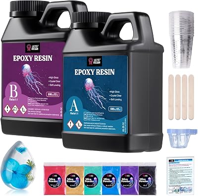 LET'S RESIN Epoxy Casting Resin Kit 1L Crystal Clear Bubble Free for Art,