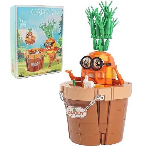 Xixikocol Creative Carrot Model Building Set – Potted Plant Blocks Compatible with Lego, Home & Office Desk Decor, Ideal Building Toy Gift for Kids Ages 6+ & Adults (JJ9209)