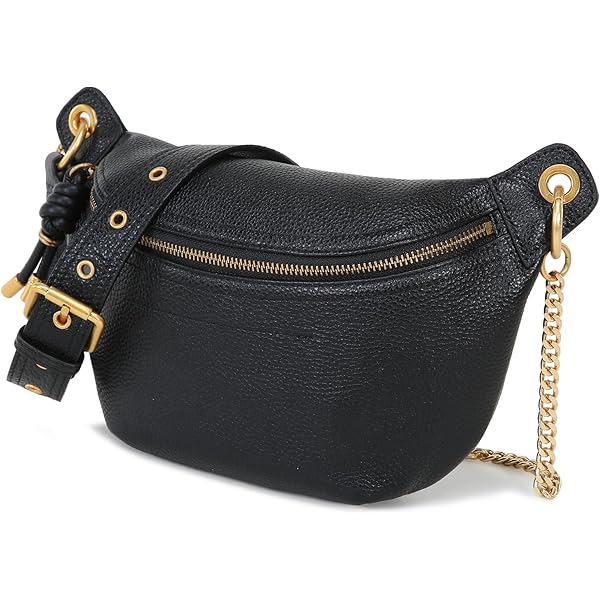 Amazon.com | XLarge Black Leather Fanny Pack Waist Bum Bag Travel