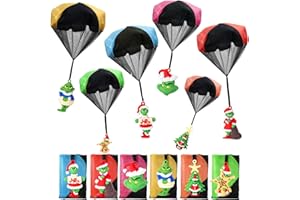 Rdogeia 12PCS Christmas Parachute Toys,Christmas Toys for Kids Girls Boys,Christmas Stocking Stuffers 2025,Tangle Free Outdoor Flying Parachute, for Grandkids Party Favors Goody Bag Filler