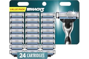 SYMPEEPS Razor Blades Refills for Men - 24 Count Compatible with Mach3 Razors, Precision Shaving Blades with Dual Lubrication