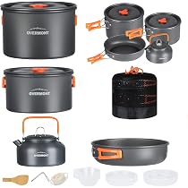 Berglander Kit De Cuisine De Camping Complet – Ustensiles Inox, Assiettes Et Tasses Pour 4, Sac De Rangement Inclus