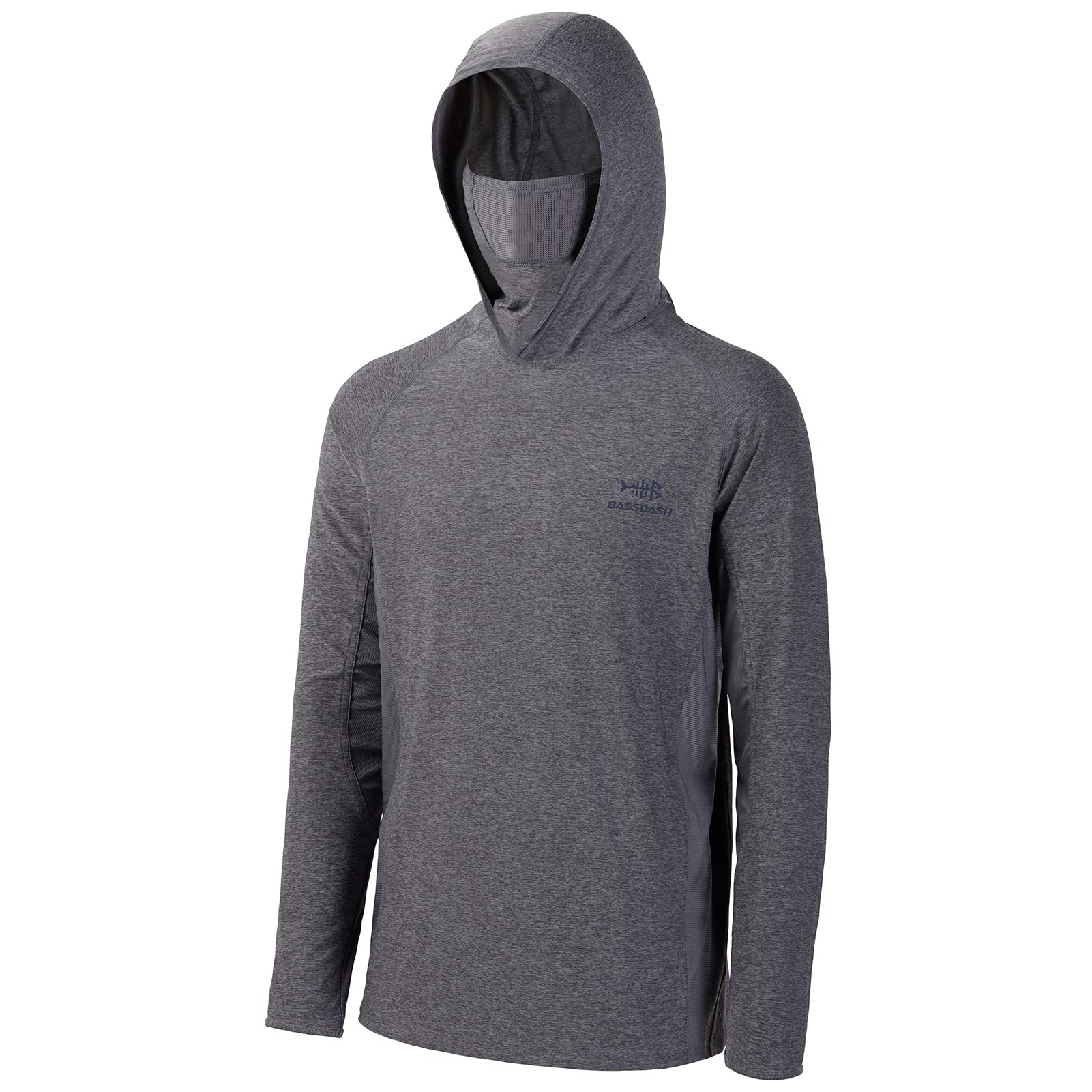 Photo 1 of BASSDASH UPF 50+ Men’s Long Sleeve Fishing Shirt with Mask UV Neck Gaiter Hoodie Heather Grey