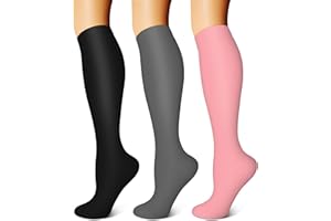 FEYHAY Copper Compression Socks (3 Pairs) 15-20 mmHg Circulation is Best Athletic & Daily for Men & Women, Running, Climbing