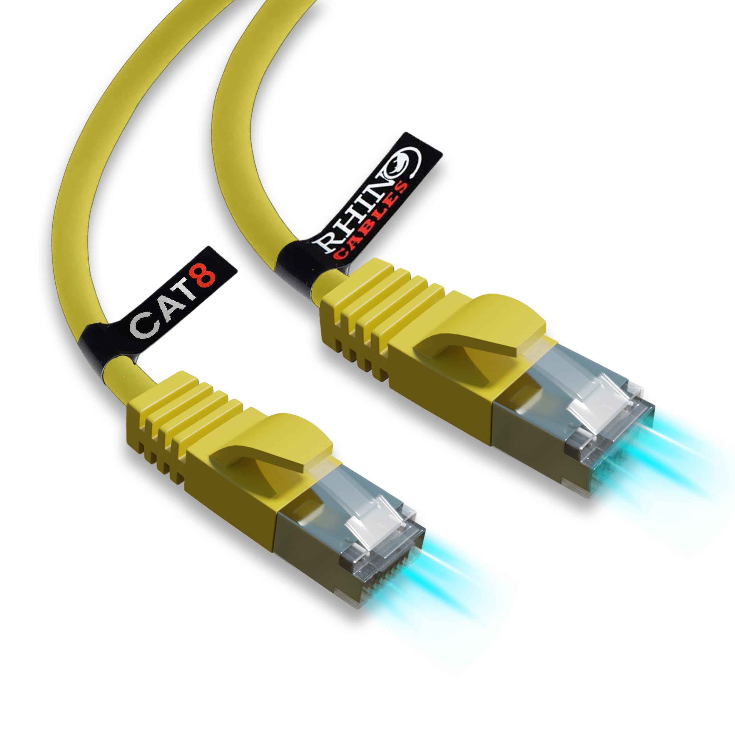 rhinocables CAT 8 10m Yellow Premium Long Ethernet Cable | 40Gbps, 2000MHz Bandwidth For High-Speed Gaming, Streaming & Browsing | No Lag & Interruptions | Compatible With PS5, Xbox & Routers (Single)
