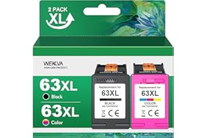 WEKVA Remanufactured Ink Cartridge Replacement for HP Ink 63 63XL Works for HP OfficeJet 3830 4650 4655 5255 5258 5200 3833 Envy 4520 4512 DeskJet 1112 2130 3630 3633 Printer (1 Black,1 Color,2 Pack)