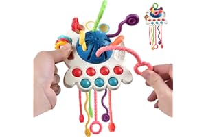 Tuko Baby Toys 6-12-18 Months Baby Sensory Toys Silicone Pull String Toys Montessori Toys for Toddlers