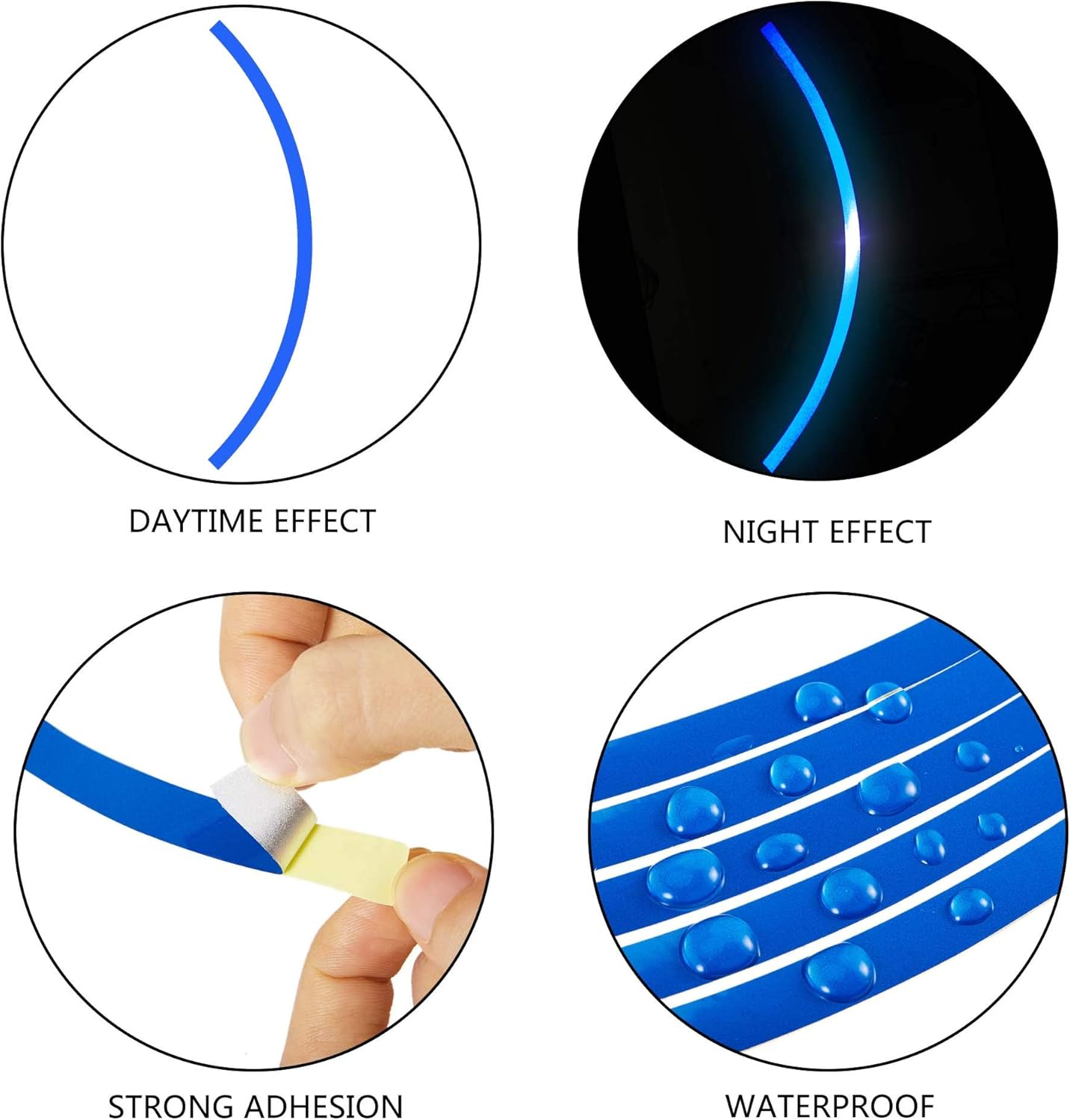 TOMALL 17" Reflective Wheel Rim Stripe Decal for Motorcycle Wheels Car Cycling Bike Bicycle Night Reflective Safety Decoration Stripe Universal Rim Reflective Stickers (Blue) - Image 4