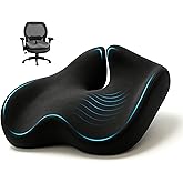 SitCushion Ergonomic Seat Cushion for Sciatica & Tailbone Pain Relief – Extra Large Memory Foam Office Chair Cushion for Long Sitting, Orthopedic Coccyx Cushion for Desk Chair, Car & Wheelchair(Black)