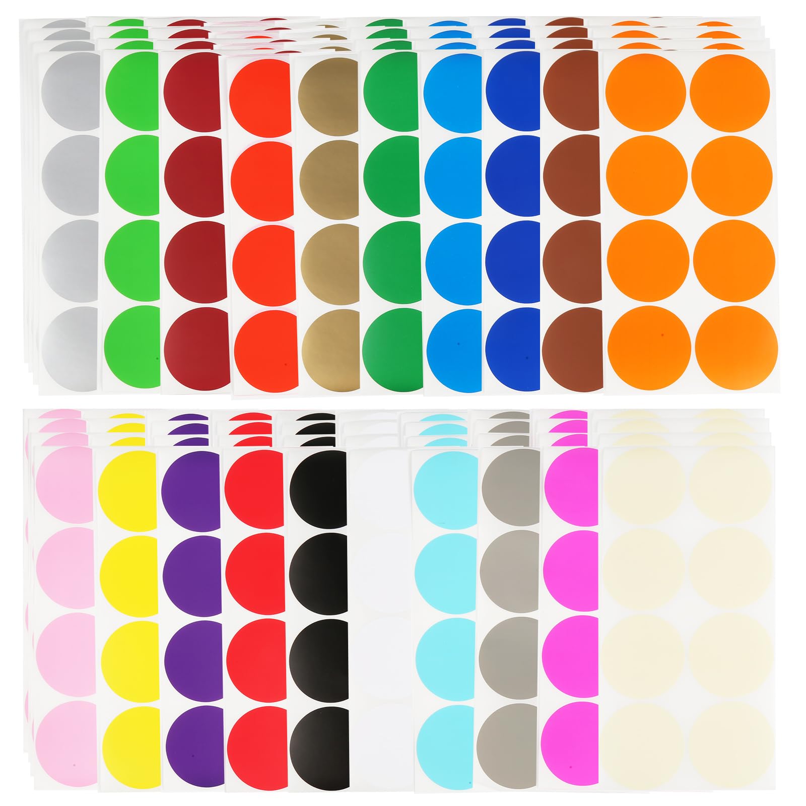 Zefan 640 Dot Stickers - 50mm Coloured Circle Stickers Assorted Colours for Classroom, Office, Home, Sorting, Art, DIY (20 Colours)