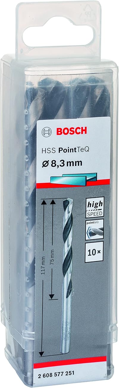 Bosch PointTeQ HSS Twist Drill Bit 8.3 x 75 x 117 mm 10pc Metal