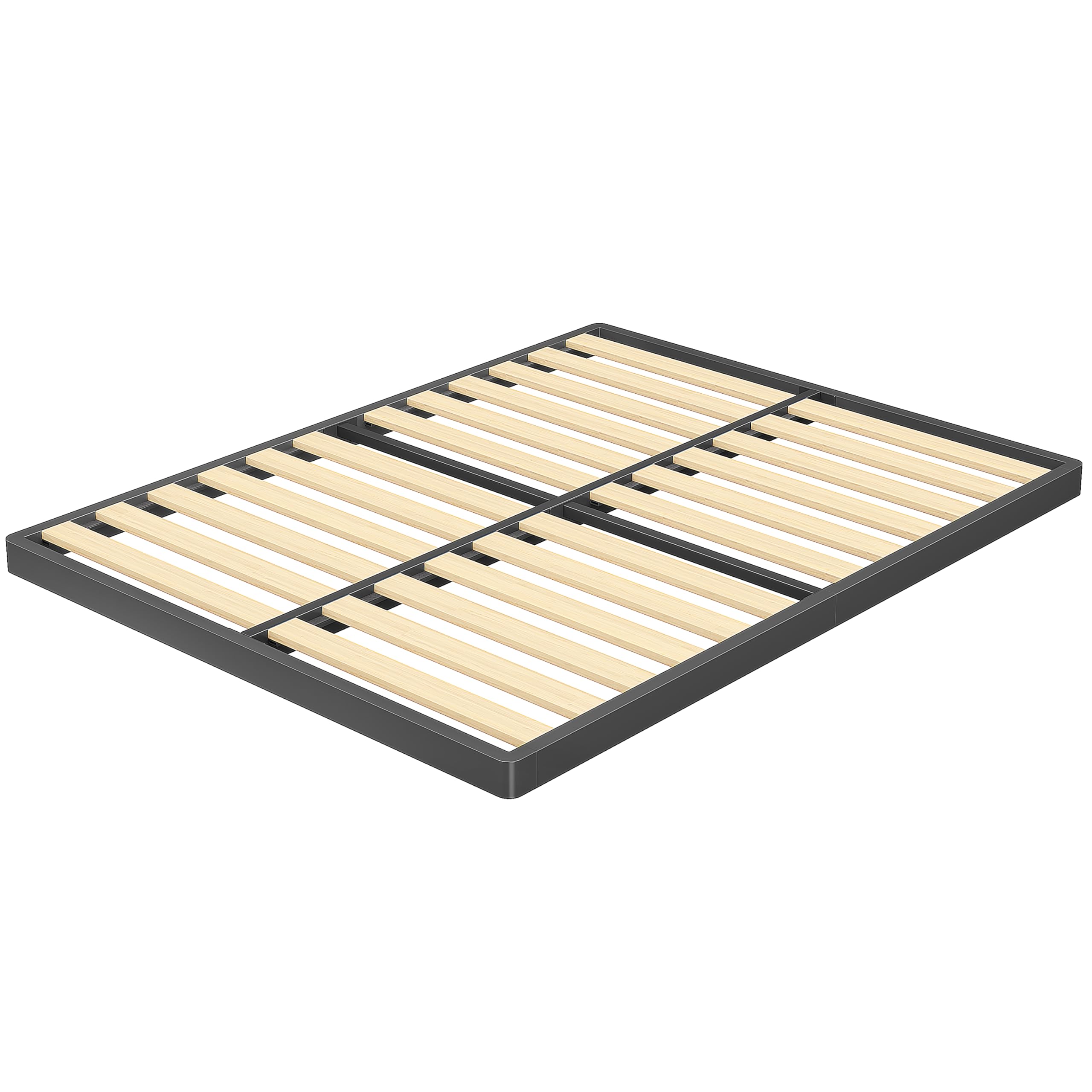 Photo 1 of VIPSHOW 2 Inch Wood Slat King Box Spring with Round Corners - 3000 lbs Capacity, Low Profile Bed Slat Replacement Bunkie Board with Metal Frame, Noise-Free, Easy Assemble, Black