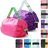 MAQUITA 8 Pcs Reusable Shopping Bag Foldable Grocery Storage Tote Bag Organ Style Fold Oxford Cloth Portable Duffle for Shopping