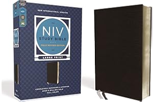 NIV Study Bible, Fully Revised Edition (Study Deeply. Believe Wholeheartedly.), Large Print, Bonded Leather, Black, Red Lette