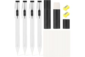 56 Pcs White Chalk Pencil for Sewing, Erasable Pens Washable Markers, Tailors Fabric Chalk Pencil Set with Refillable Cartrid