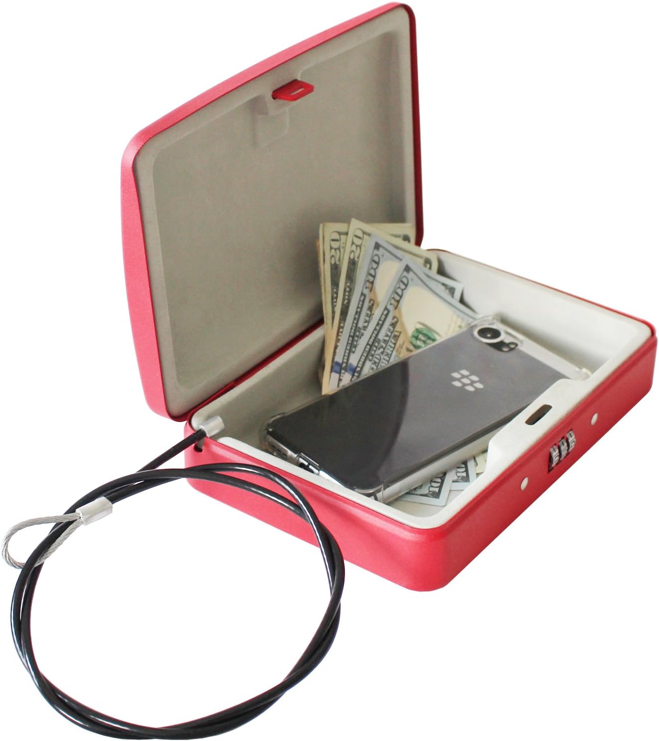 SEPOX Portable Safe Steel Combination Cable Lockbox Safe for Travel, Car or Home Use Lock Box