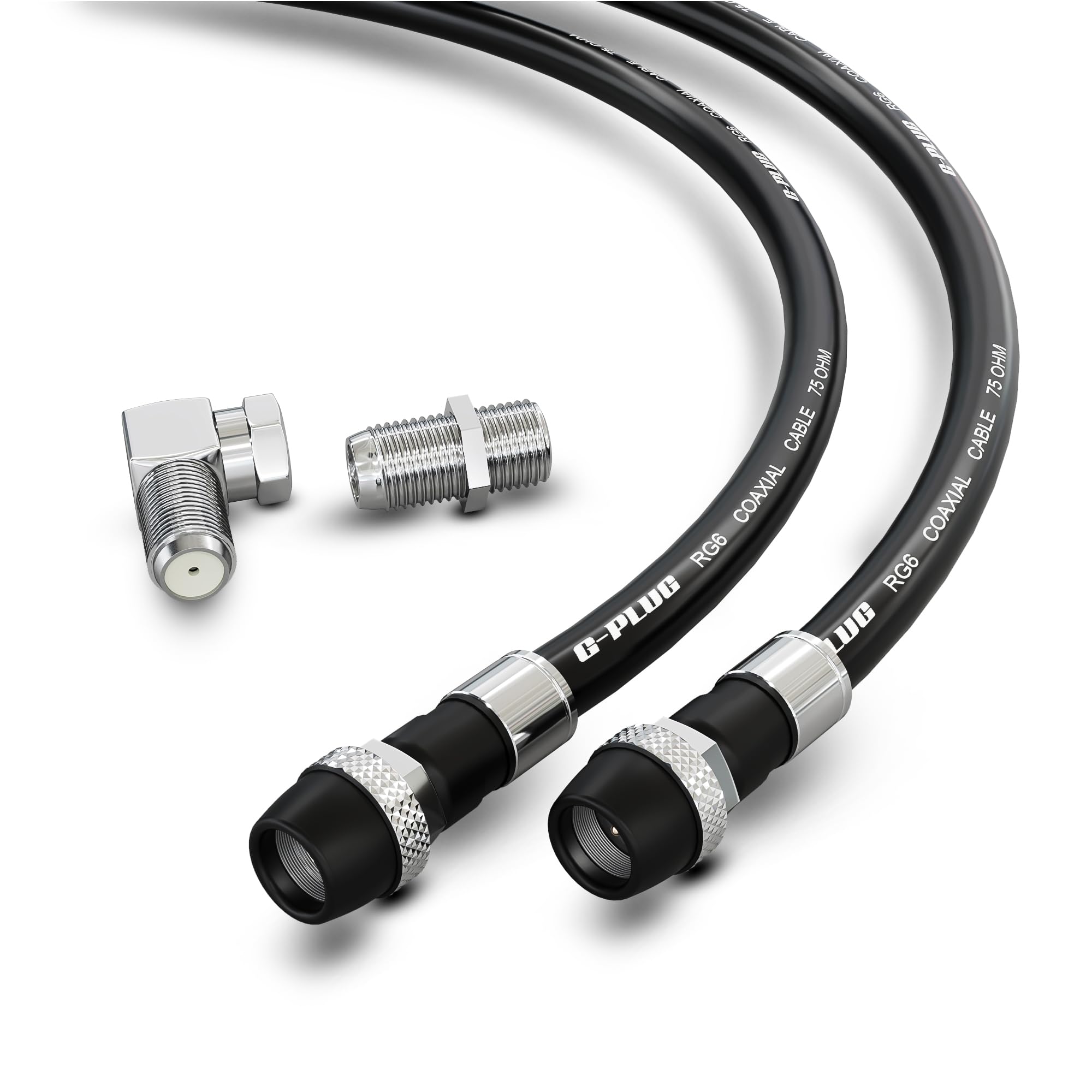 Photo 1 of G-PLUG RG6 Coaxial Cable 15FT – Quad Shielded, Waterproof, 75 Ohm with F-Type Connectors, High-Performance for HDTV, Satellite, Internet, Indoor/Outdoor Use