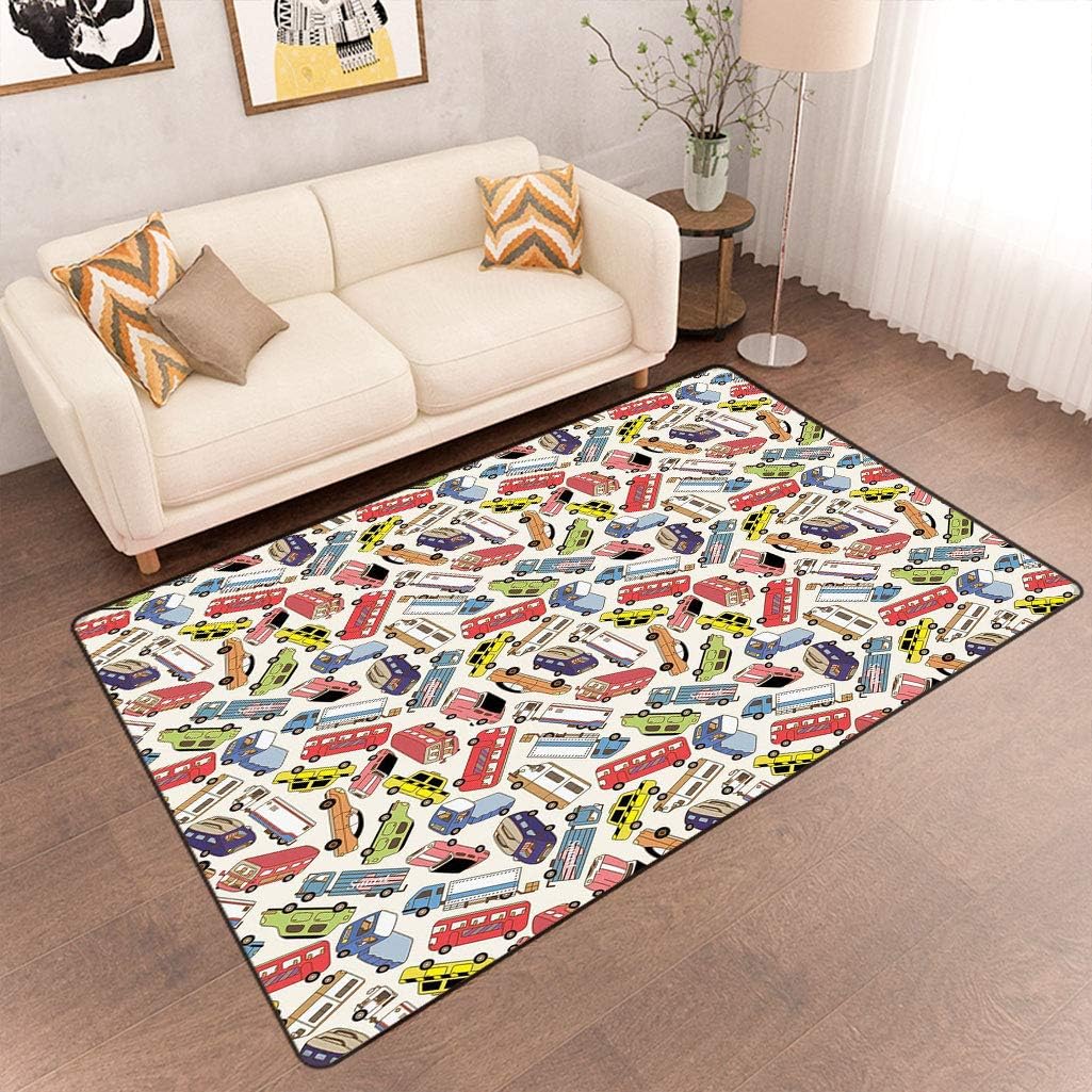 Cars Indoor Area Rugs, Transport and Logistics Theme with