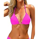 Tempt Me Women Triangle Bikini Top - Adjustable String Halter Swimsuit Sexy Push Up Bathing Suit Top Only