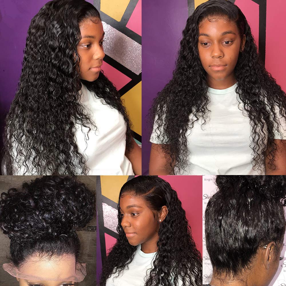 360 Lace Wigs Human Hair with Baby Hair Pre-plucked Natural Hairline Wigs Peruvian Hair Water Curly Wave Wigs Human 360 Lace Frontal Wigs for Women Unprocessed Remy Human Hair Glueless Full Lace Wigs