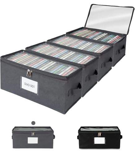 Amazon.com: ComfortKeeper 4 Pack Fabric DVD Storage Box with Clear
