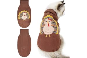 Hotumn Dog Sweater with Hole Thanksgiving Classic Knitwear Pup Dog Shirts Turkey Pattern Dog Dress Warm Winter Pet Clothes for Small Medium Dogs Cats (X-Small)