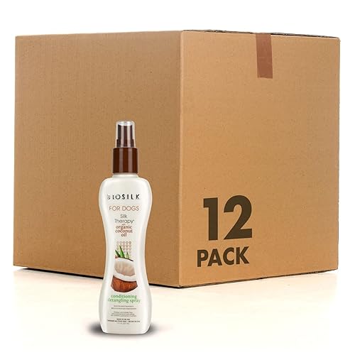 BioSilk for Dogs Silk Therapy Shampoo with Coconut Oil | Coconut Dog Shampoo Conditioning Detangling Spray for Pets | Dog Shampoo Spray with Natural Coconut Oil - 12 Pack