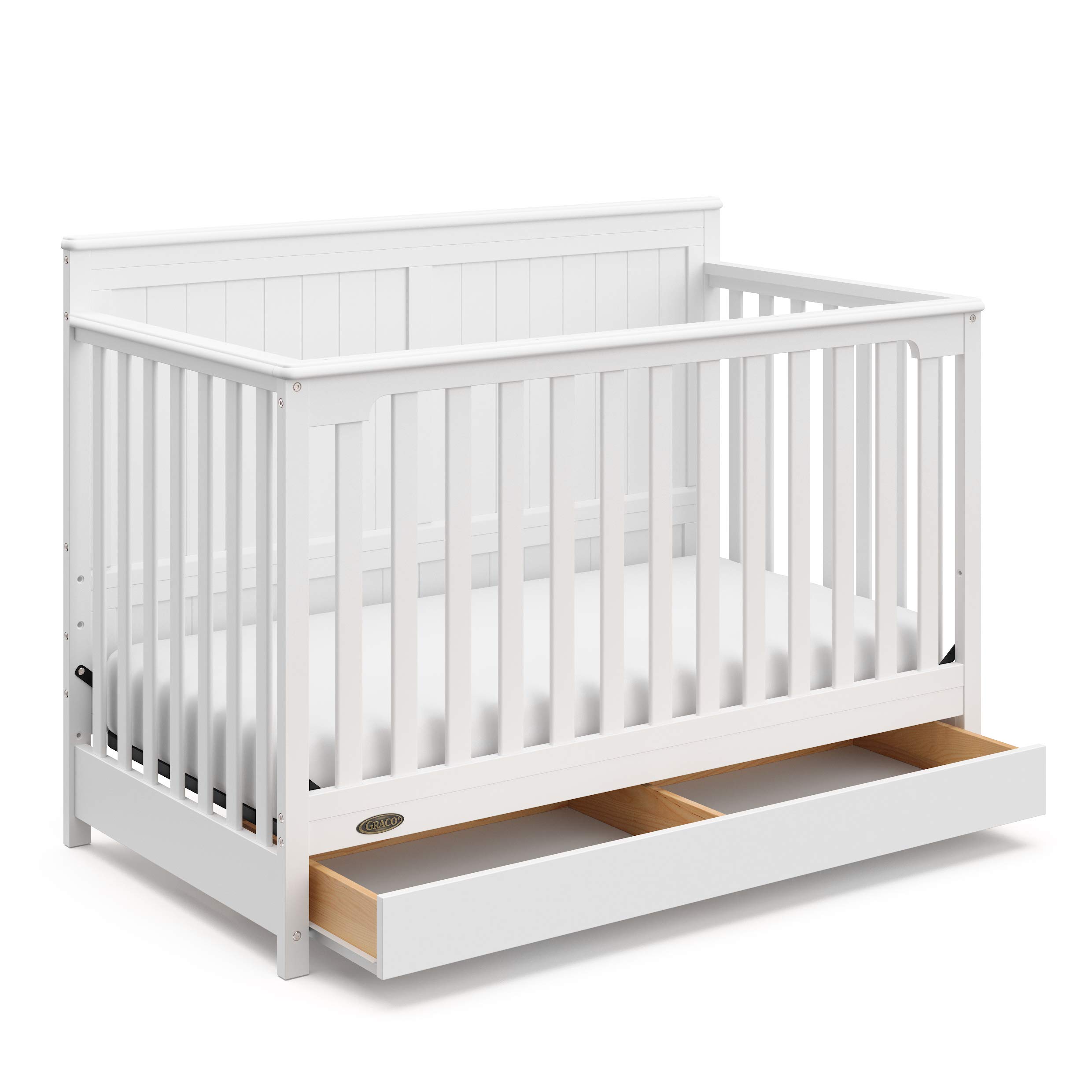 Photo 1 of Graco Hadley 5-in-1 Convertible Crib with Drawer (White) – GREENGUARD Gold Certified, Crib with Drawer Combo, Full-Size Nursery Storage Drawer, Converts to Toddler Bed, Daybed