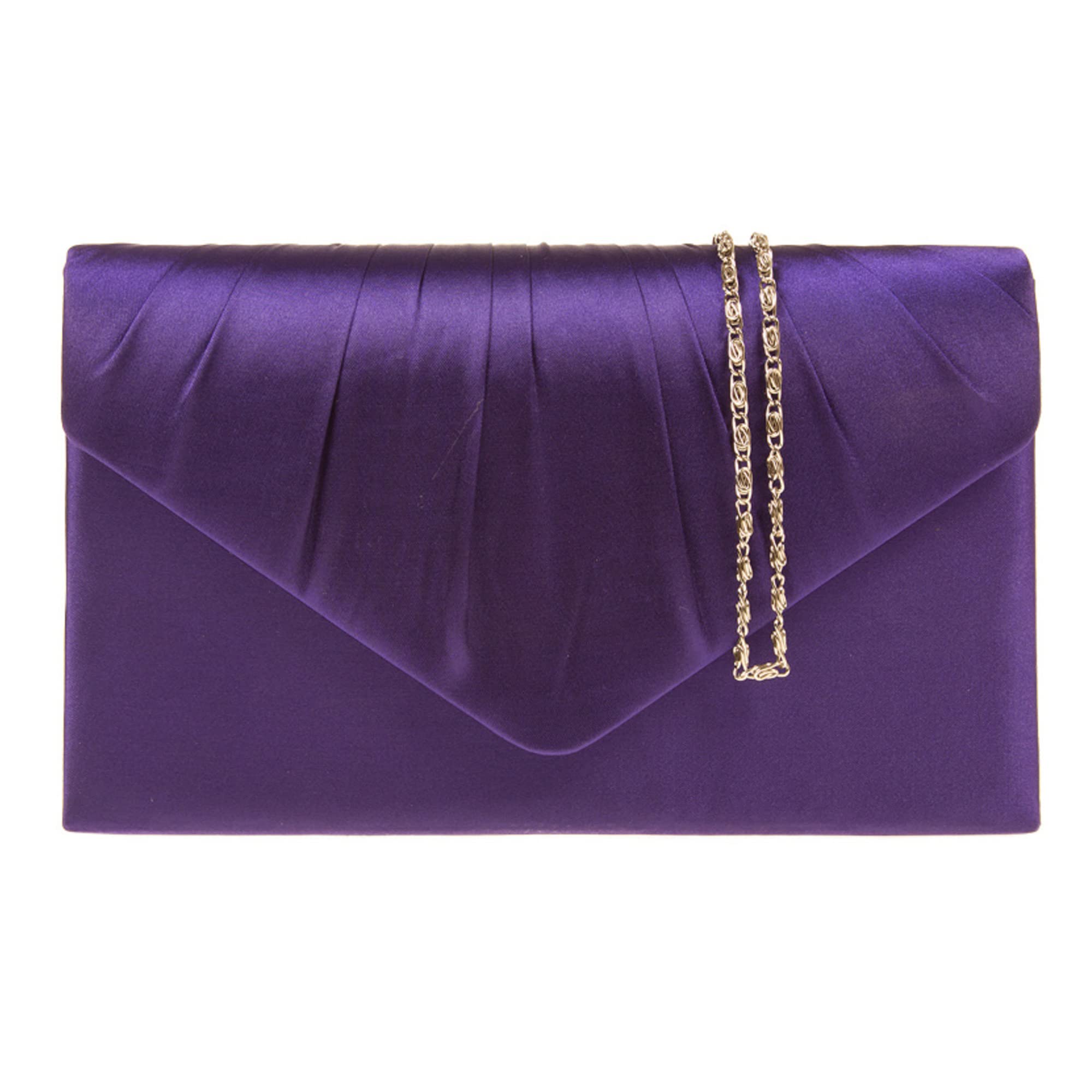 fi9® LADIES SATIN PARTY PROM BRIDAL EVENING CLUTCH HAND BAG PURSE HANDBAG (Purple)