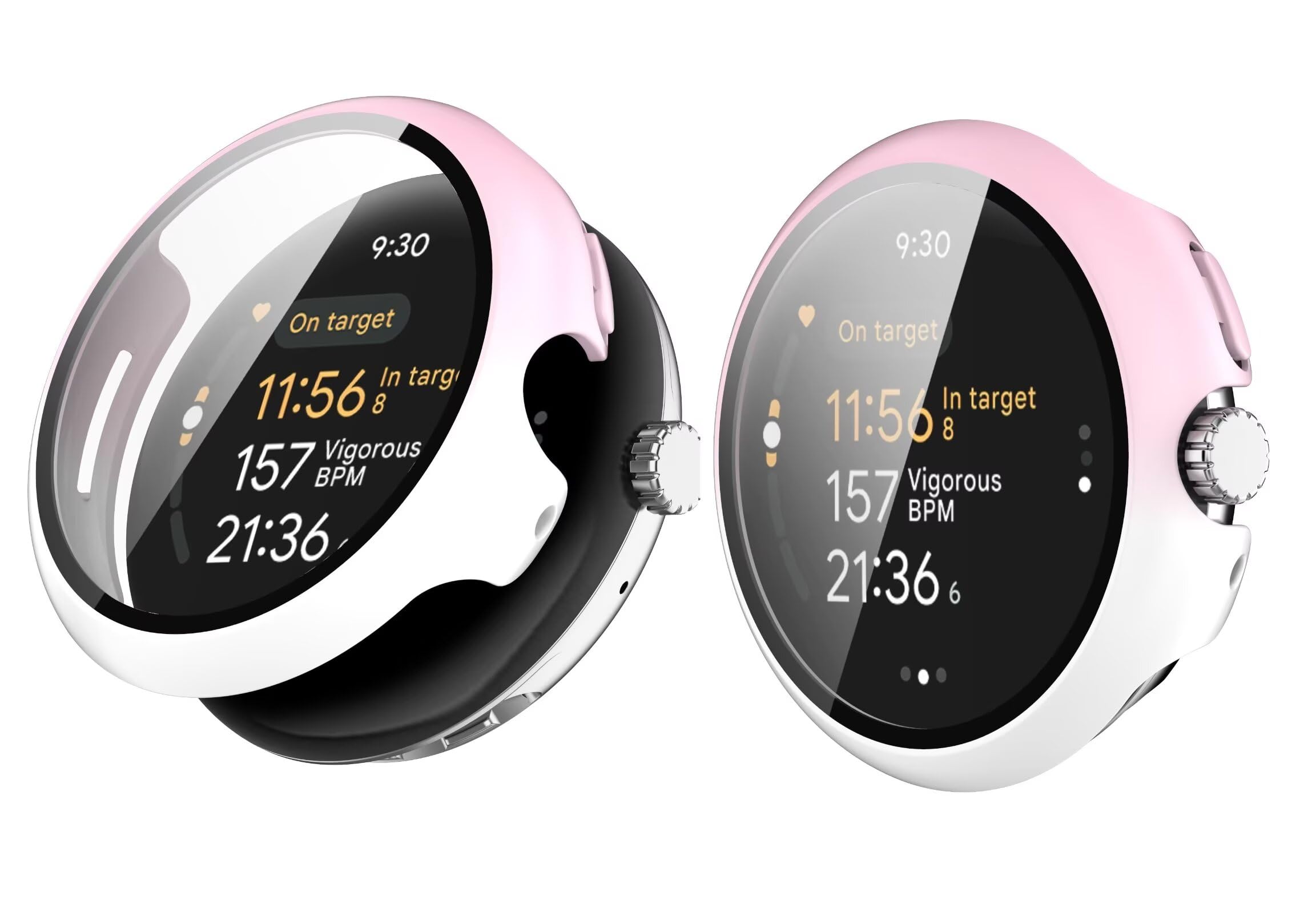 TINGYR 2 Pack Case Compatible with Google Pixel Watch 3 41mm, PC + Tempered Glass to Protect the Screen, Anti/fall, All/Inclusive Watch Case Compatible with Google Pixel Watch 3 41mm.