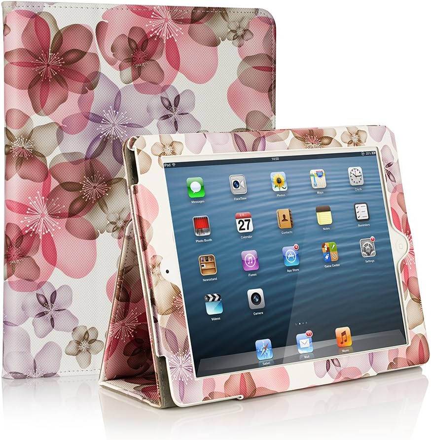 RUBAN Folio Case for iPad 2 3 4 (Old Model) 9.7 inch Tablet - [Corner Protection] Slim Fit Smart Stand Protective Cover Auto Sleep/Wake, Purple Flower