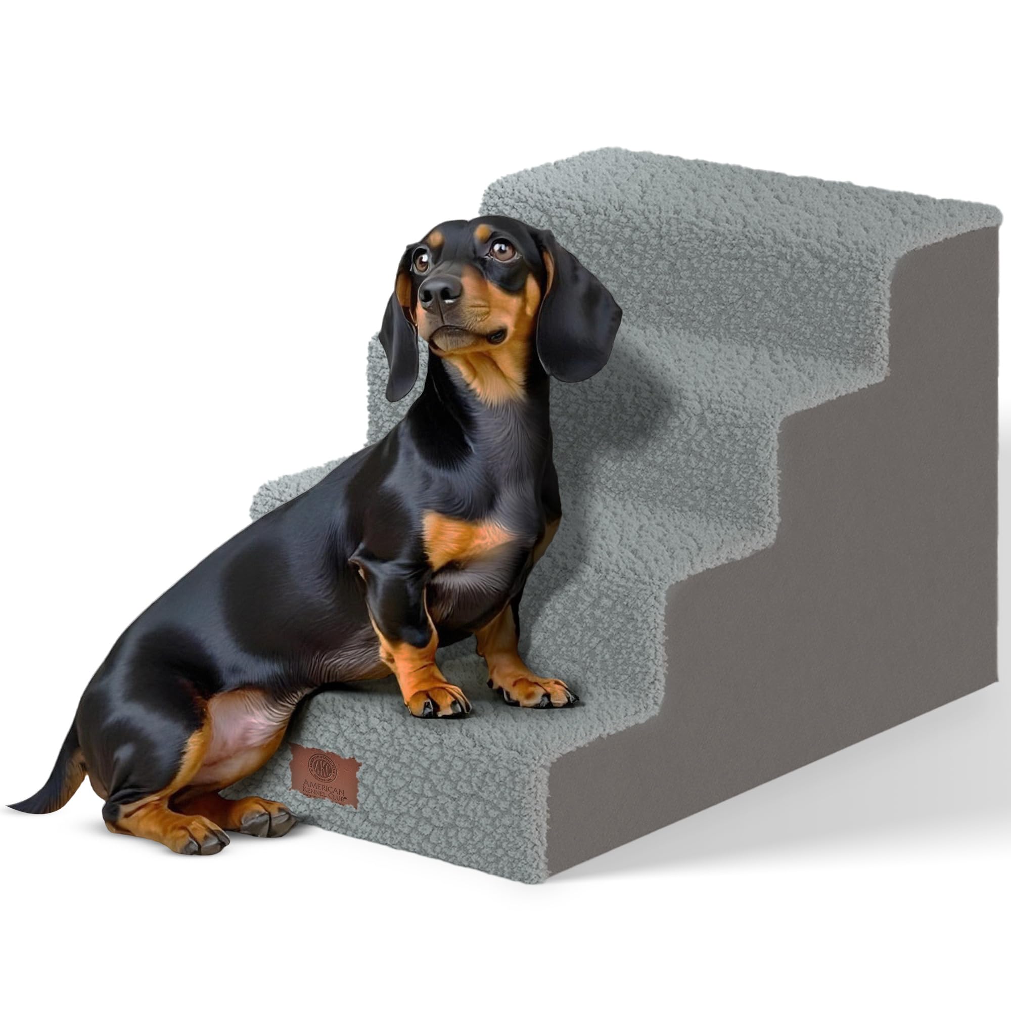 Photo 1 of ***missing cover***AKC 4-Step Pet Stairs – Durable, Non-Slip Steps for Small Dogs and Cats, Washable Cover, Simple No-Tool Assembly, Supports Up to 50 lbs