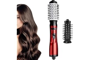 Hot Brush Styler - 3 Levels Heating Travel Curling Iron | Negative Ionic Rotating Hair Blow Dryer Brush with Straightener Fun