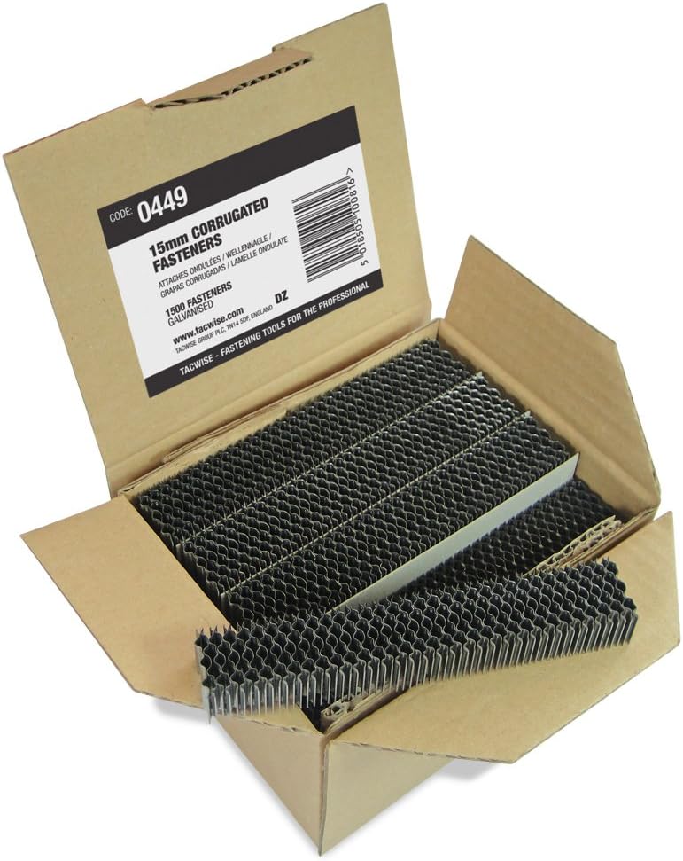Tacwise 0449 15 mm Galvanised Corrugated Joint Fasteners, Pack of 1,500, metallic silver, 15mm