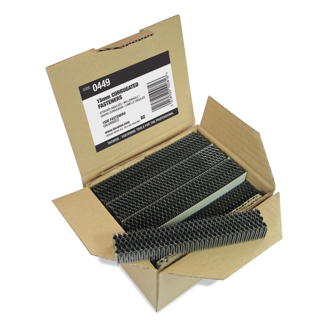 Tacwise 0449 15 mm Galvanised Corrugated Joint Fasteners, Pack of 1,500
