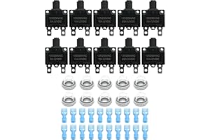 ZUDKSUY 10 Pack 5 Sizes Thermal Circuit Breakers, 5A 10A 15A 20A 30A Circuit Breakers with Waterproof Button Caps and Quick C