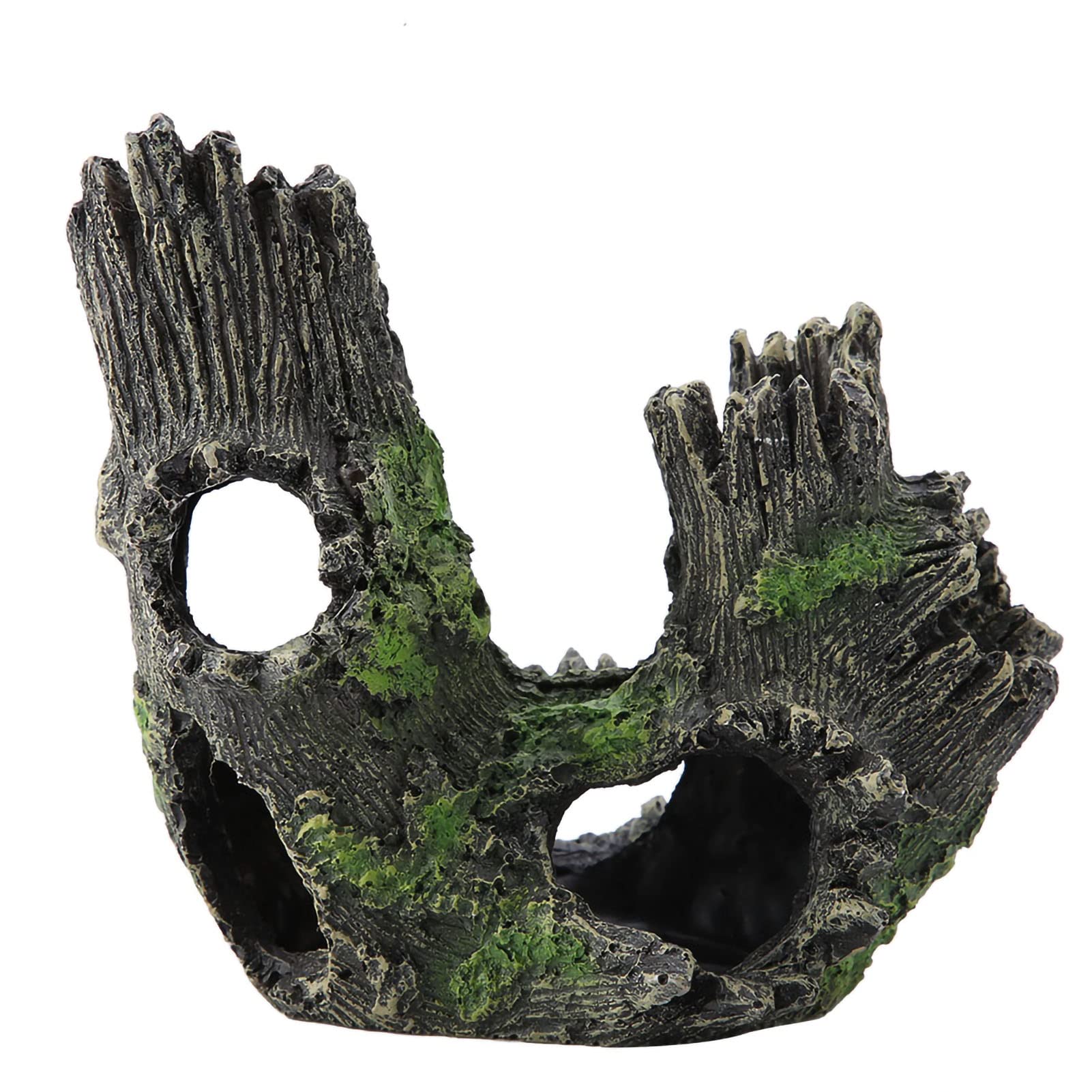 Garosa Fish Tank Cave Decor, Aquarium Betta Fish Shelter with Tree Trunk Hiding Hole, Hollow Roots Breeding Play House for Small Fish Tank Ornaments and Water Turtle