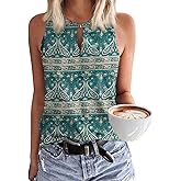 Soesdemo Tank Top for Women Keyhole V Neck Sleeveless Summer Casual Loose Fit Business Cute Floral Basic Shirt Blouse