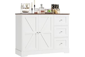 BOTLOG Farmhouse Buffet Cabinet with Storage, 41.3" Kitchen Cabinet with 3 Drawers and Shelves, Storage Cabinet or Kitchen, Home bar