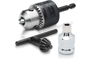 NEIKO 20754A 3/8” Drill Chuck Adapter | Chuck Drill for Impact Drivers with 1/4 Inch Quick Change Shank | Drill Converter Includes 1/2-Inch Adapter for Impact Guns | Hex to Chuck Drill Bit Adapter