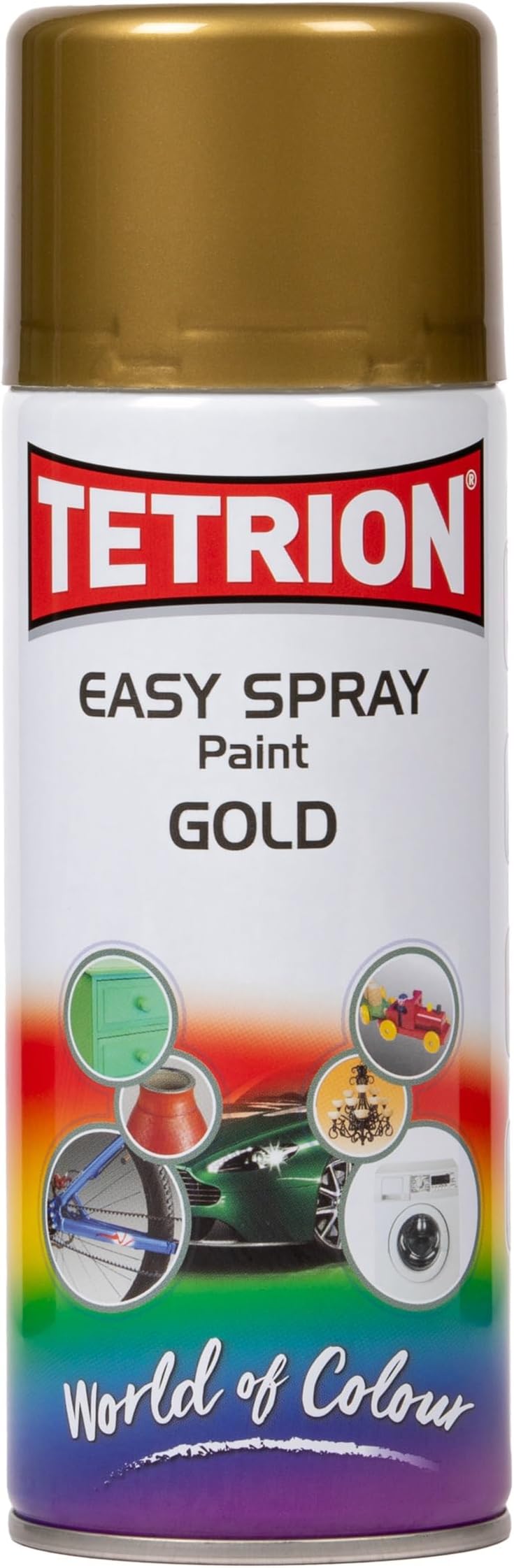 Tetrion Gold Spray Paint 400ml Quick Dry Wood Metal Ceramic Plastic Durable