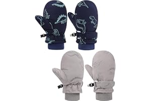 Huuflyty Toddler Mittens Waterproof Toddler Gloves Kids Snow Gloves Baby Winter Mittens Warm Fleece Kid Ski Gloves