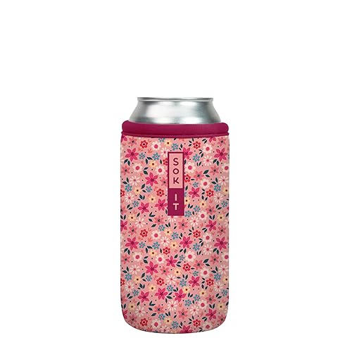 Sok It CanSok Sleeve for Beer & Soda Insulated Neoprene Cover (Spring Bouquet, 16oz Can Sleeve)