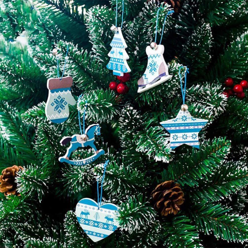 Azul Amosfun 6 Piezas Rodajas De Madera Para Navidad Adornos Corazon Arbol Navideno Estrella Bota Guante Caballo Decoracion Colgante Para Arbol Navidad Navidad Adornos Yellowpimento Com